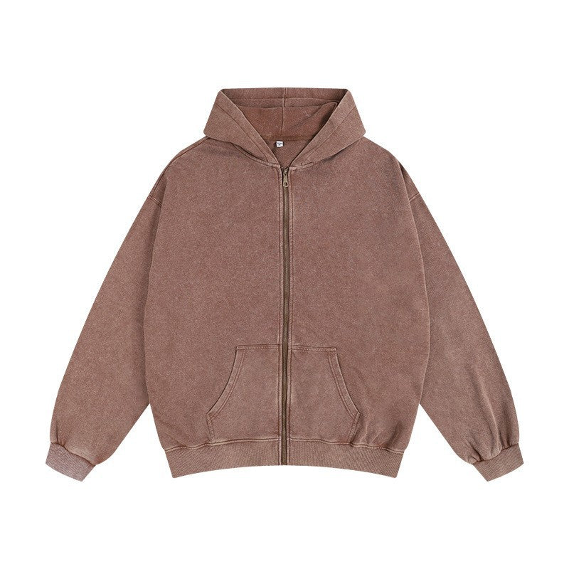 Men's Oversized Zip Up Hoodie with Drop Shoulder