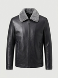 Men's Padded Leather Jacket Business Casual