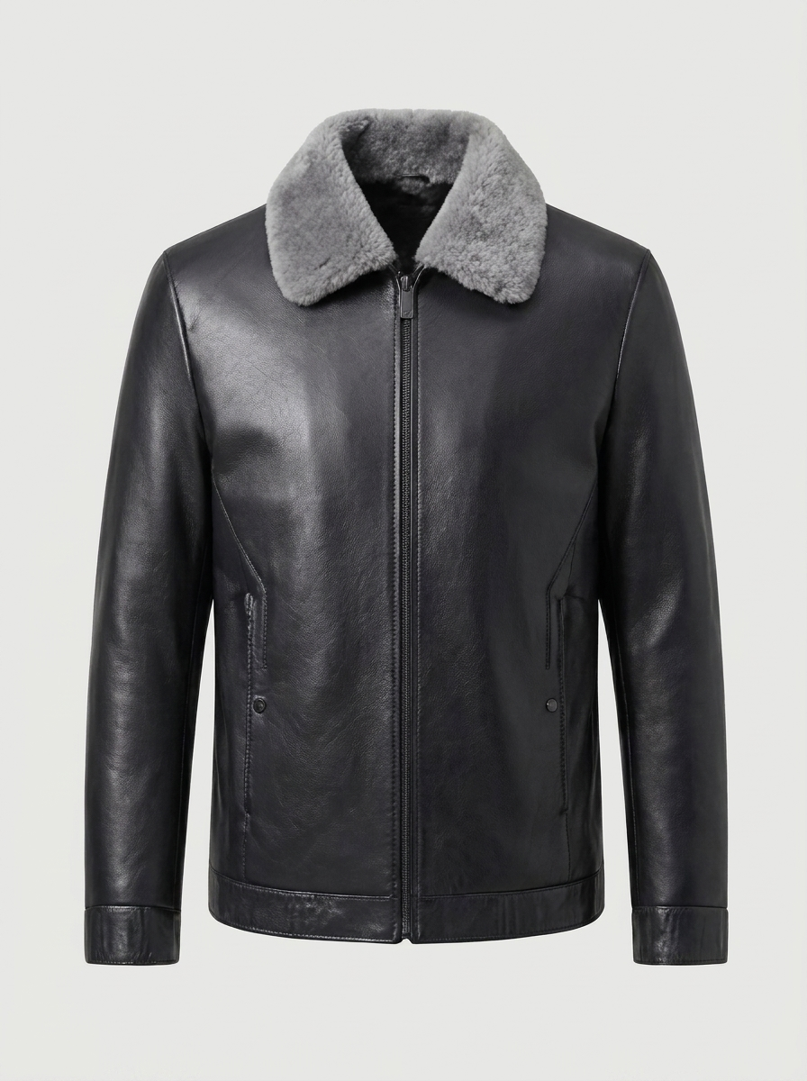 Men's Padded Leather Jacket Business Casual