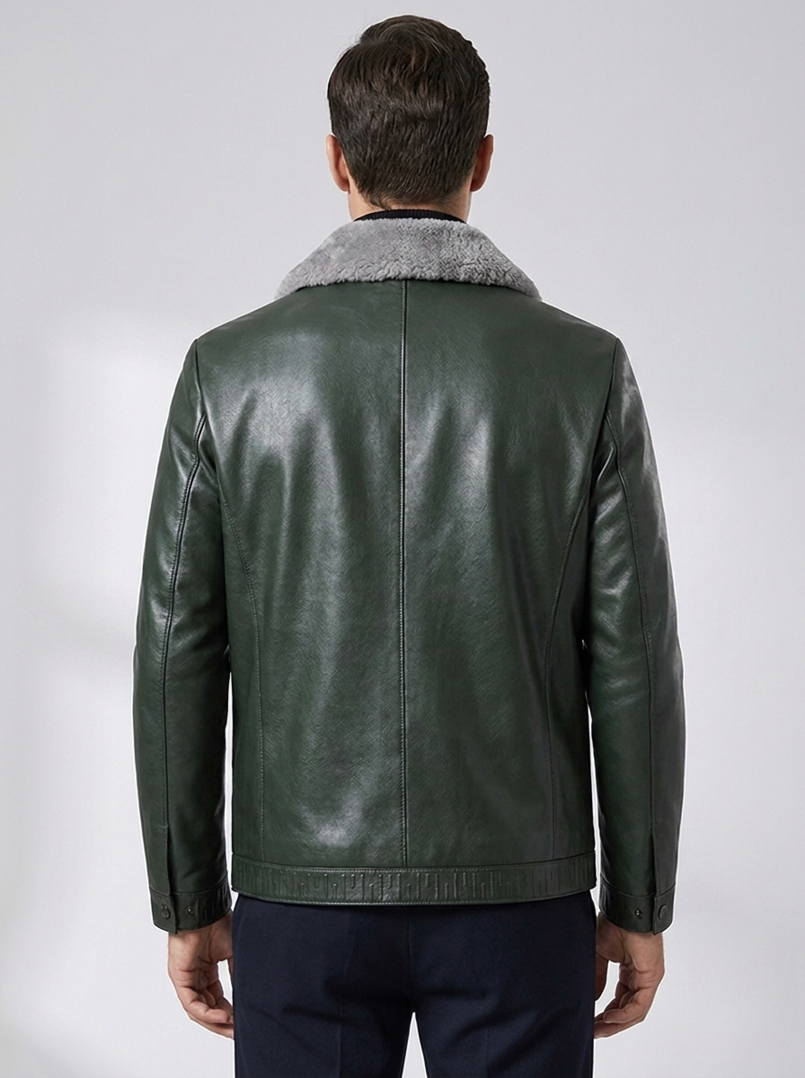 Men's Padded Leather Jacket Business Casual