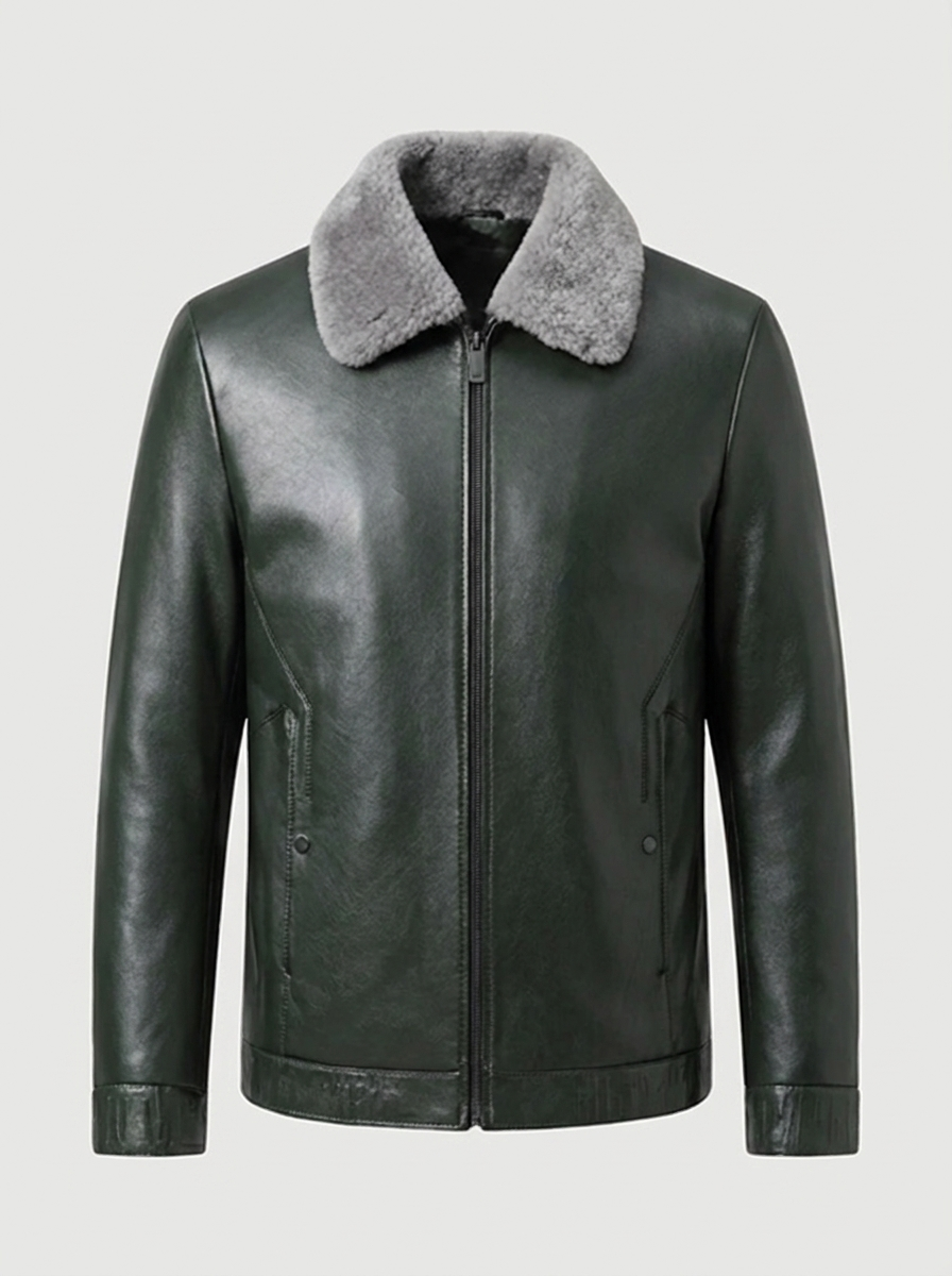 Men's Padded Leather Jacket Business Casual