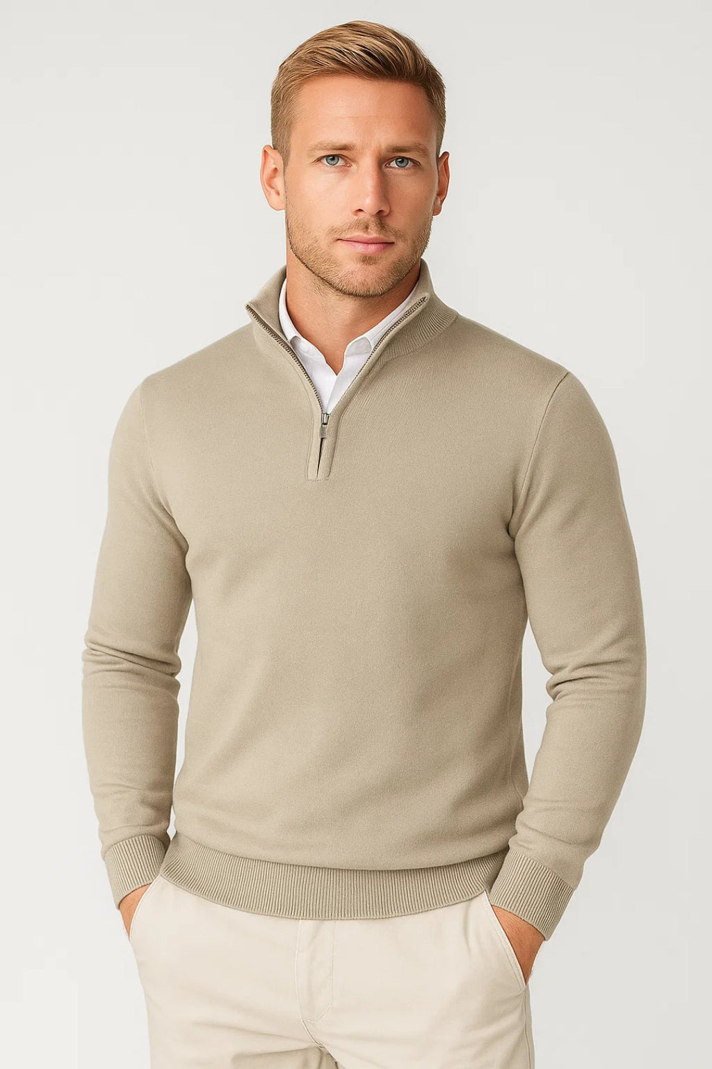 Men's Quarter Zip Sweater - Stylish and Warm Knit Top