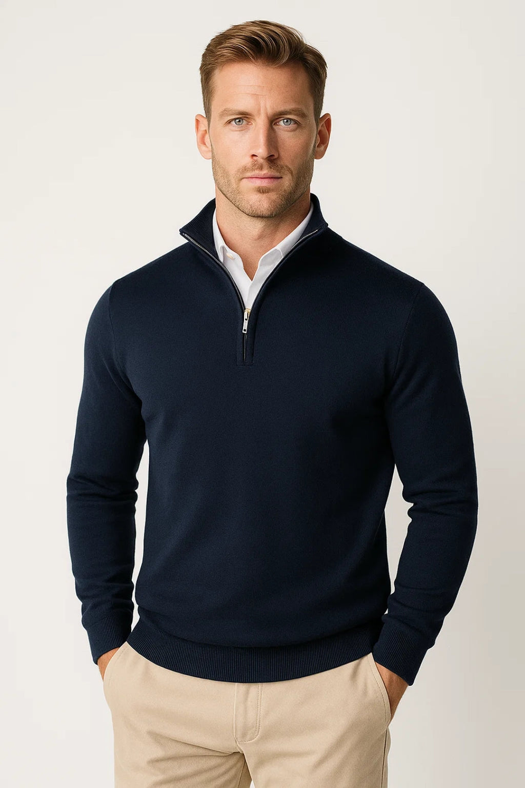 Men's Quarter Zip Sweater - Stylish and Warm Knit Top