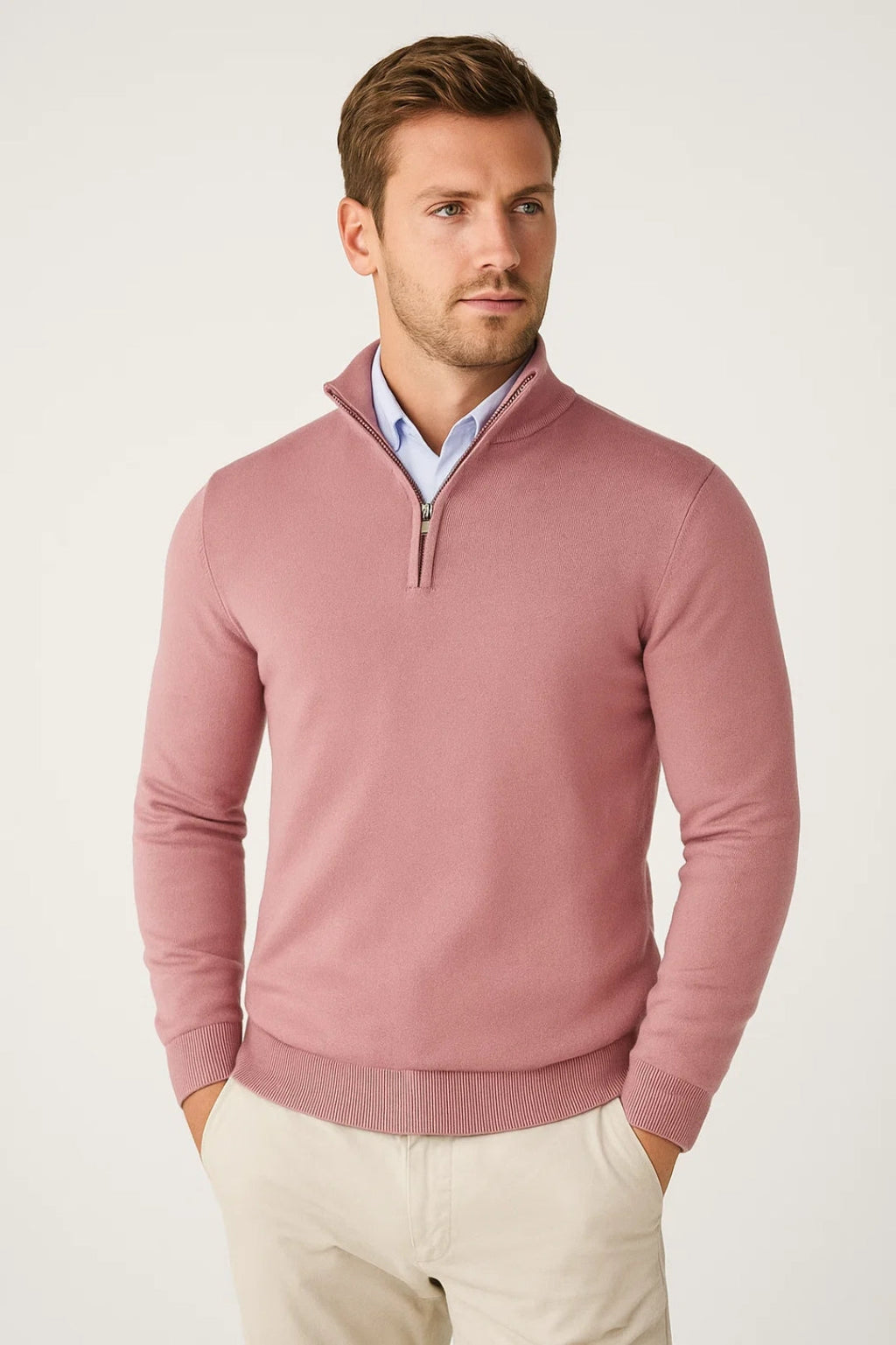 Men's Quarter Zip Sweater - Stylish and Warm Knit Top