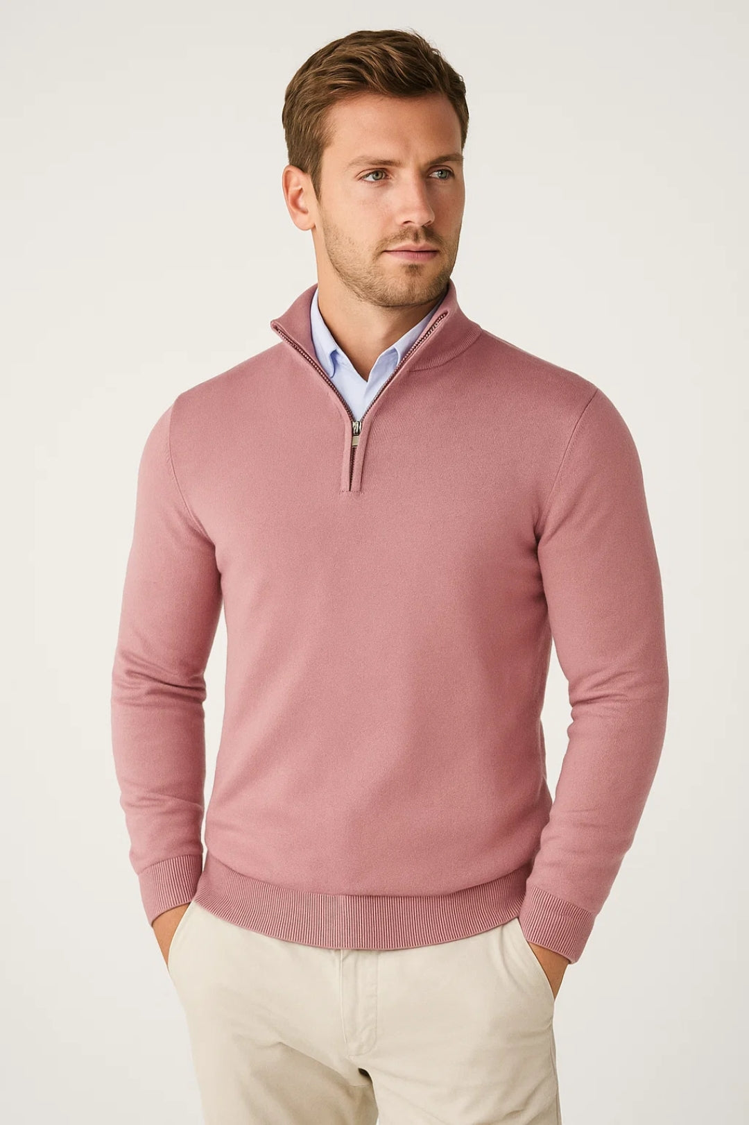 Men's Quarter Zip Sweater - Stylish and Warm Knit Top