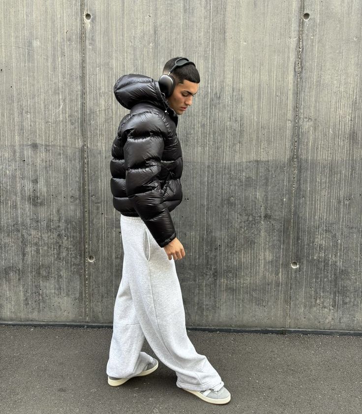 Men's Quilted Puffer Jacket with Sherpa Lining