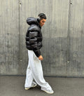 Men's Quilted Puffer Jacket with Sherpa Lining