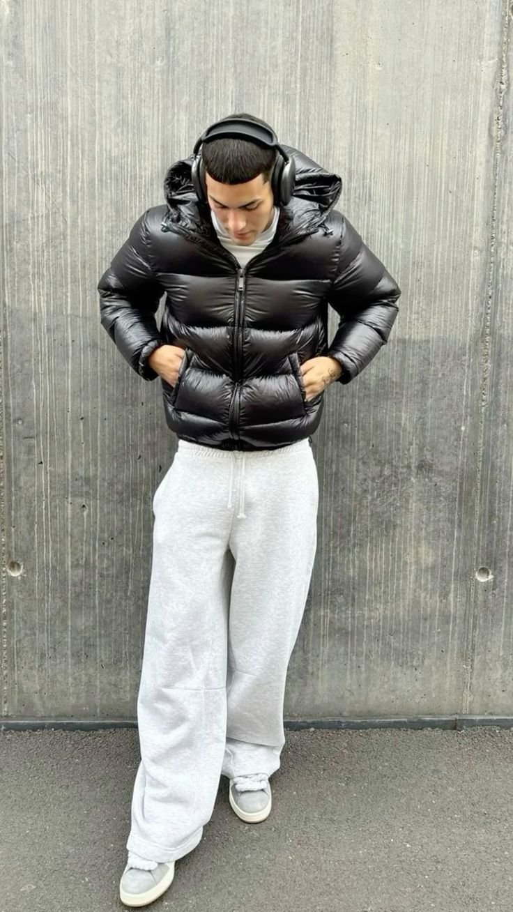 Men's Quilted Puffer Jacket with Sherpa Lining