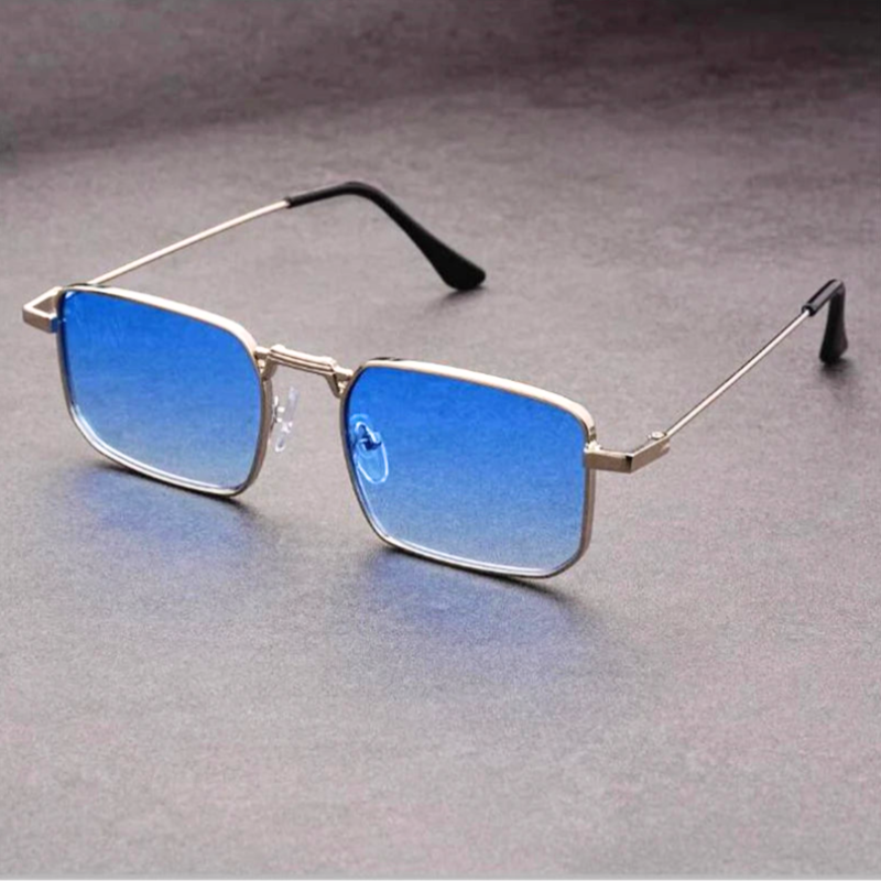 Men's Rectangular Metal Frame Sunglasses