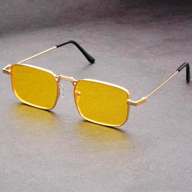 Men's Rectangular Metal Frame Sunglasses