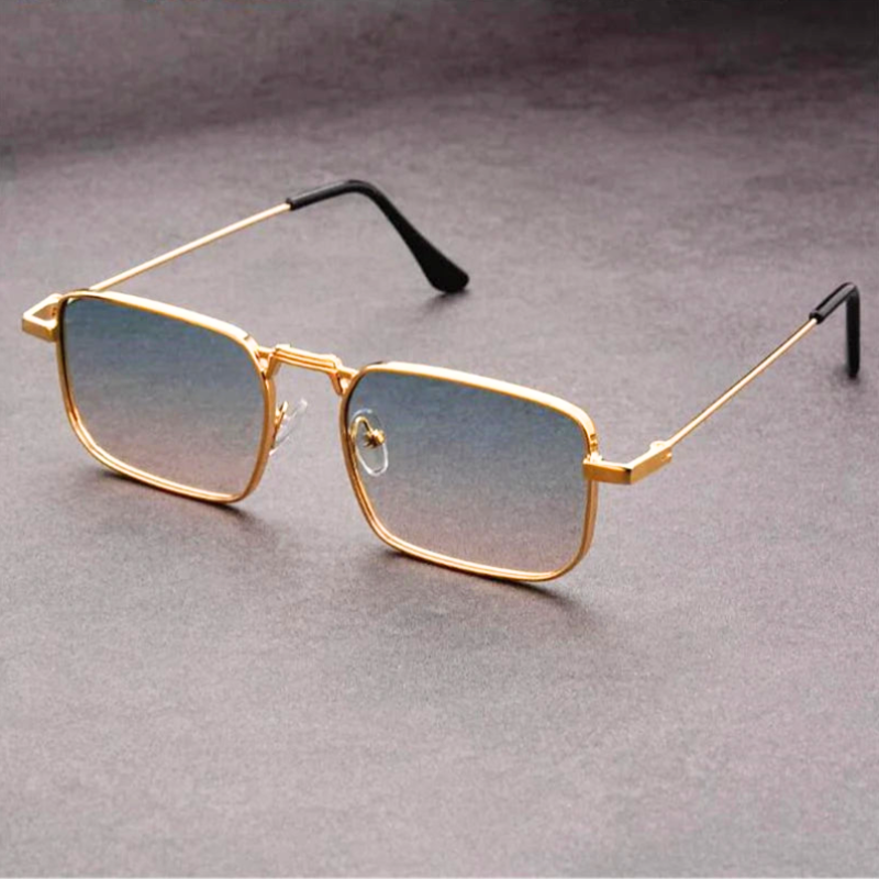 Men's Rectangular Metal Frame Sunglasses