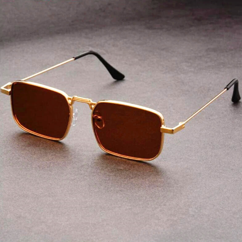 Men's Rectangular Metal Frame Sunglasses