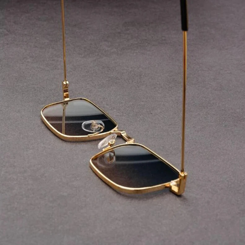 Men's Rectangular Metal Frame Sunglasses