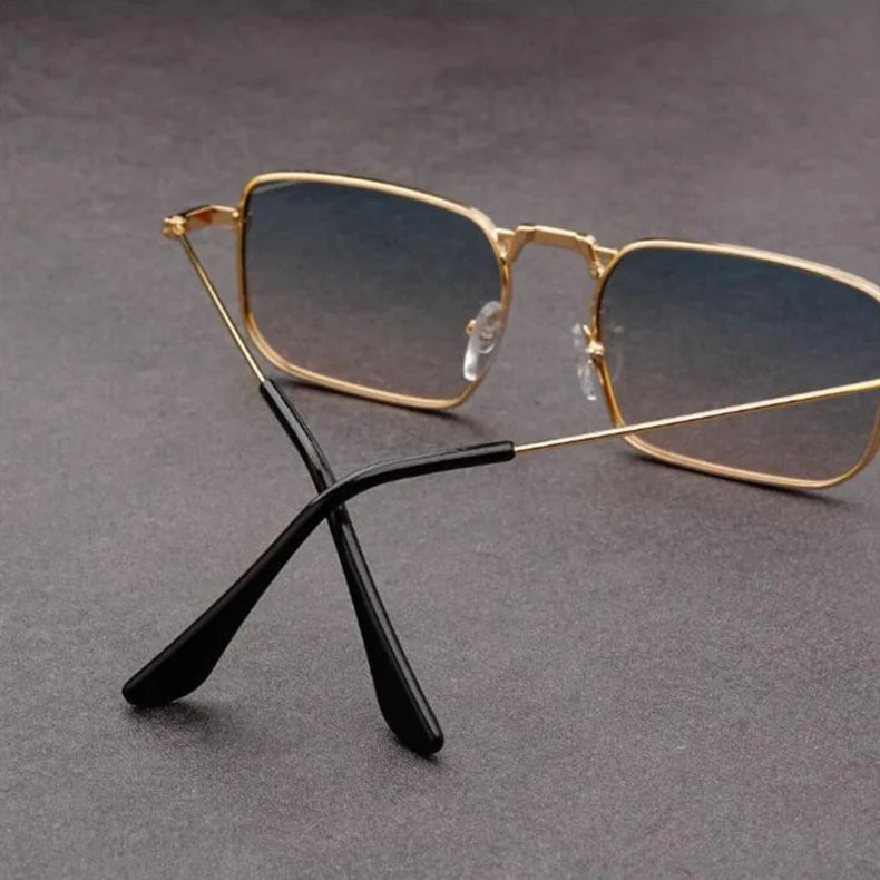 Men's Rectangular Metal Frame Sunglasses