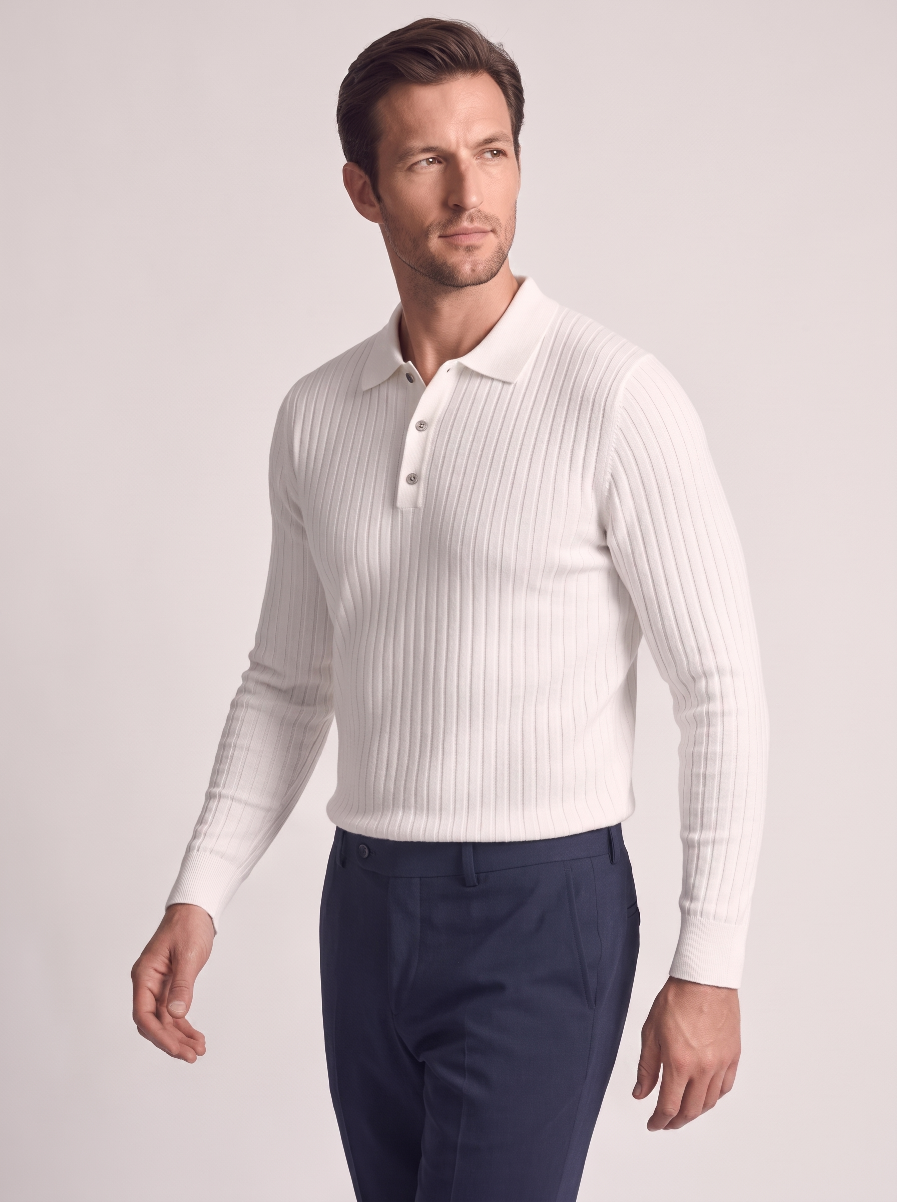 Men's Slim Fit Long Sleeve Polo Shirt