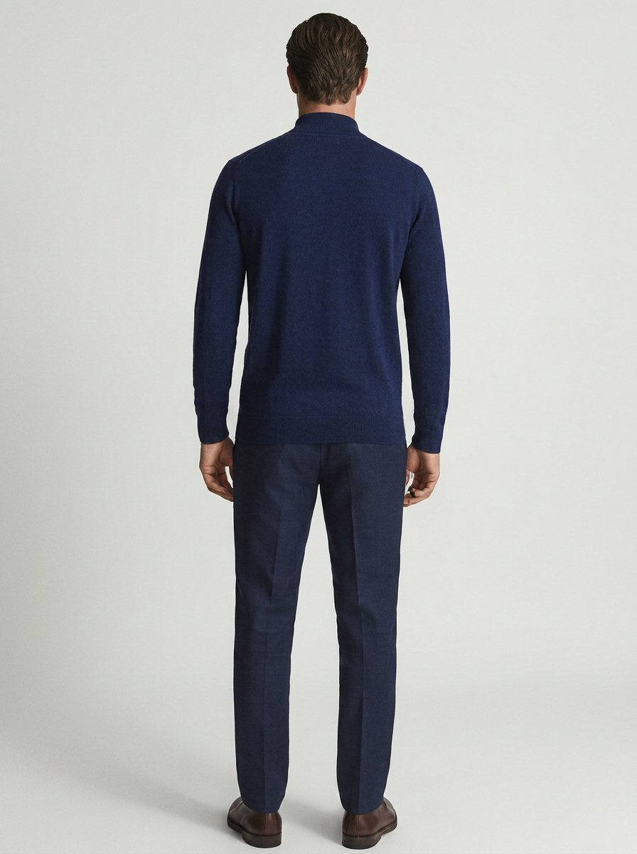 Men's Slim Fit Quarter Zip Sweater with Jacquard Knit Pattern