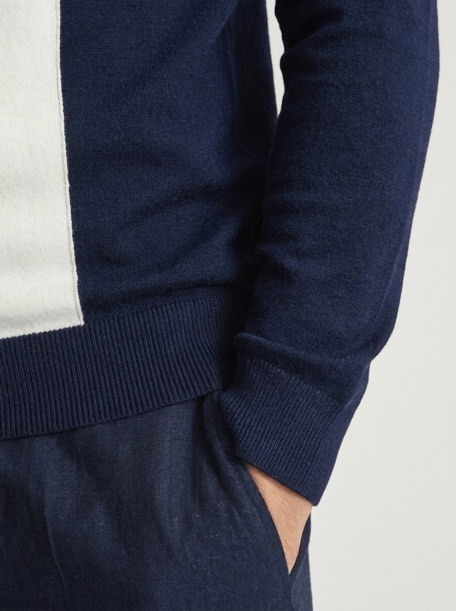 Men's Slim Fit Quarter Zip Sweater with Jacquard Knit Pattern