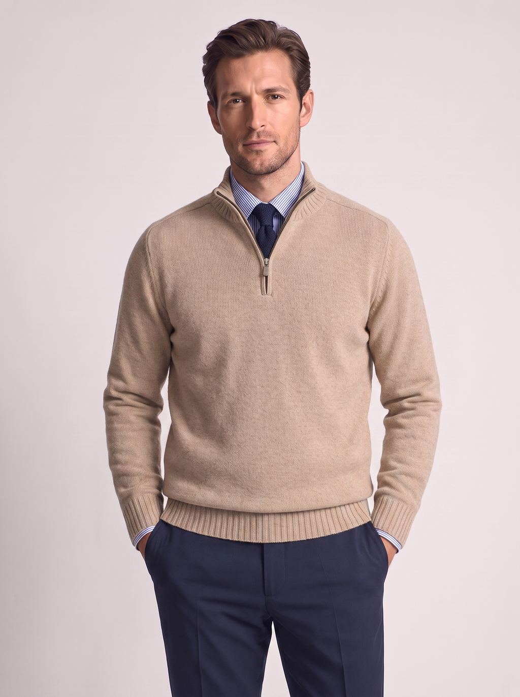 Men's Slim Fit Stand Collar Zipper Sweater