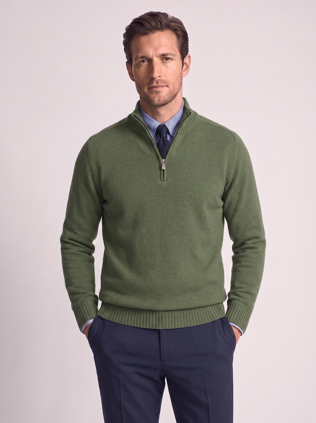 Men's Slim Fit Stand Collar Zipper Sweater