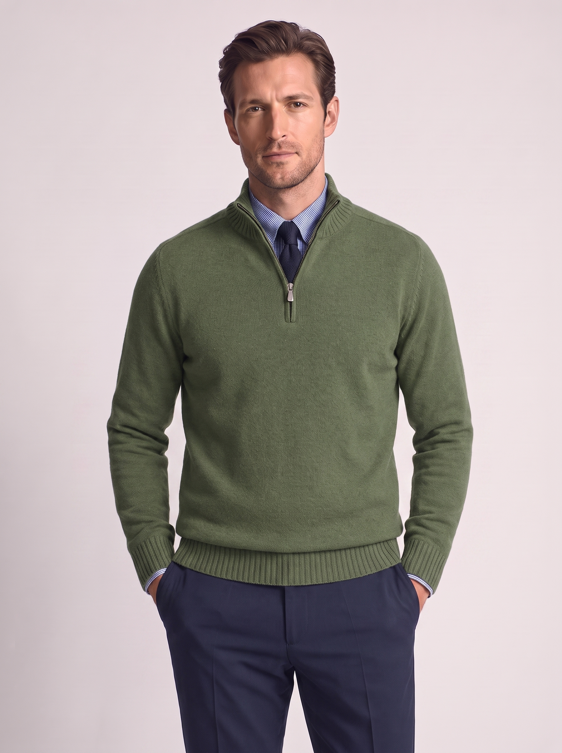 Men's Slim Fit Stand Collar Zipper Sweater