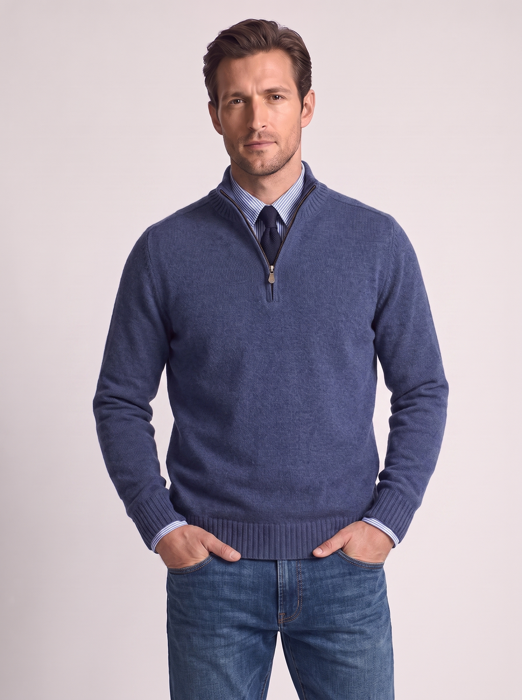 Men's Slim Fit Stand Collar Zipper Sweater