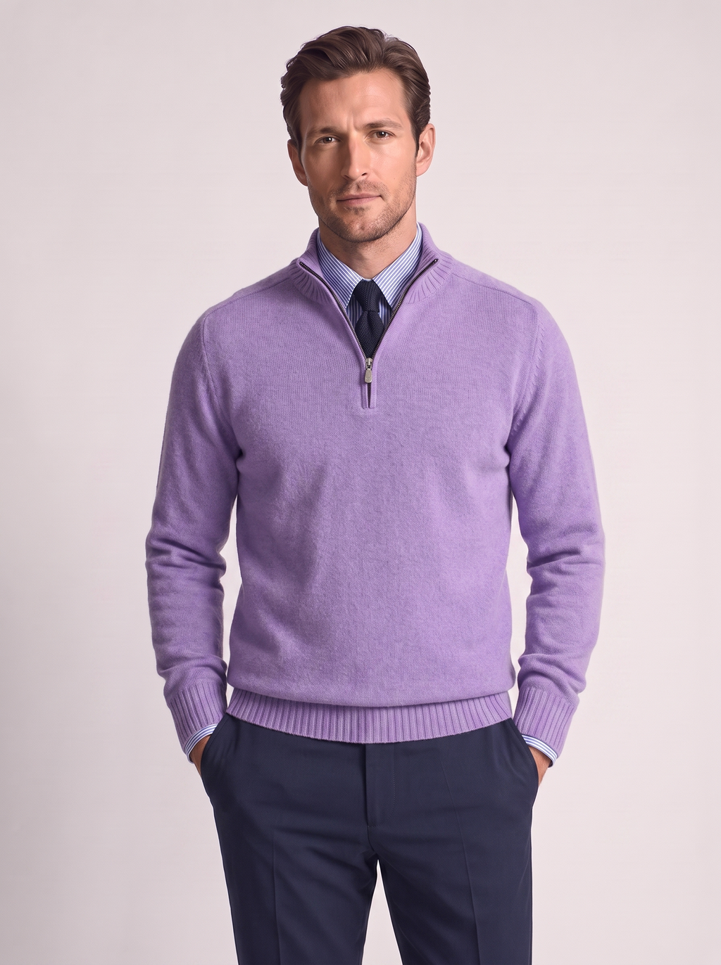 Men's Slim Fit Stand Collar Zipper Sweater
