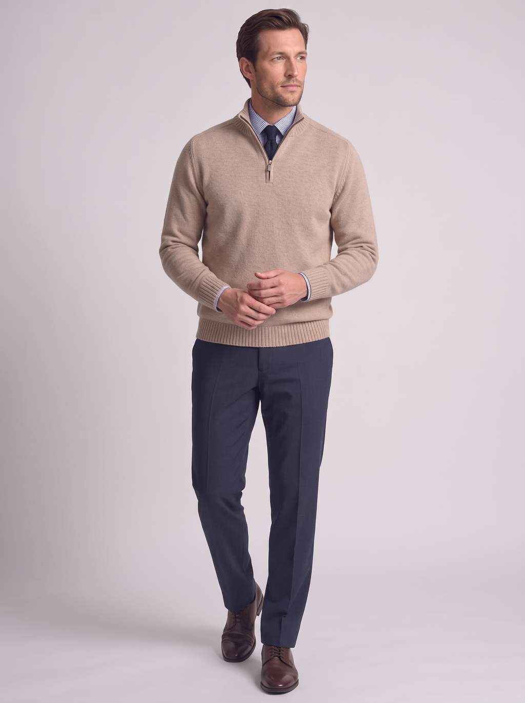 Men's Slim Fit Stand Collar Zipper Sweater