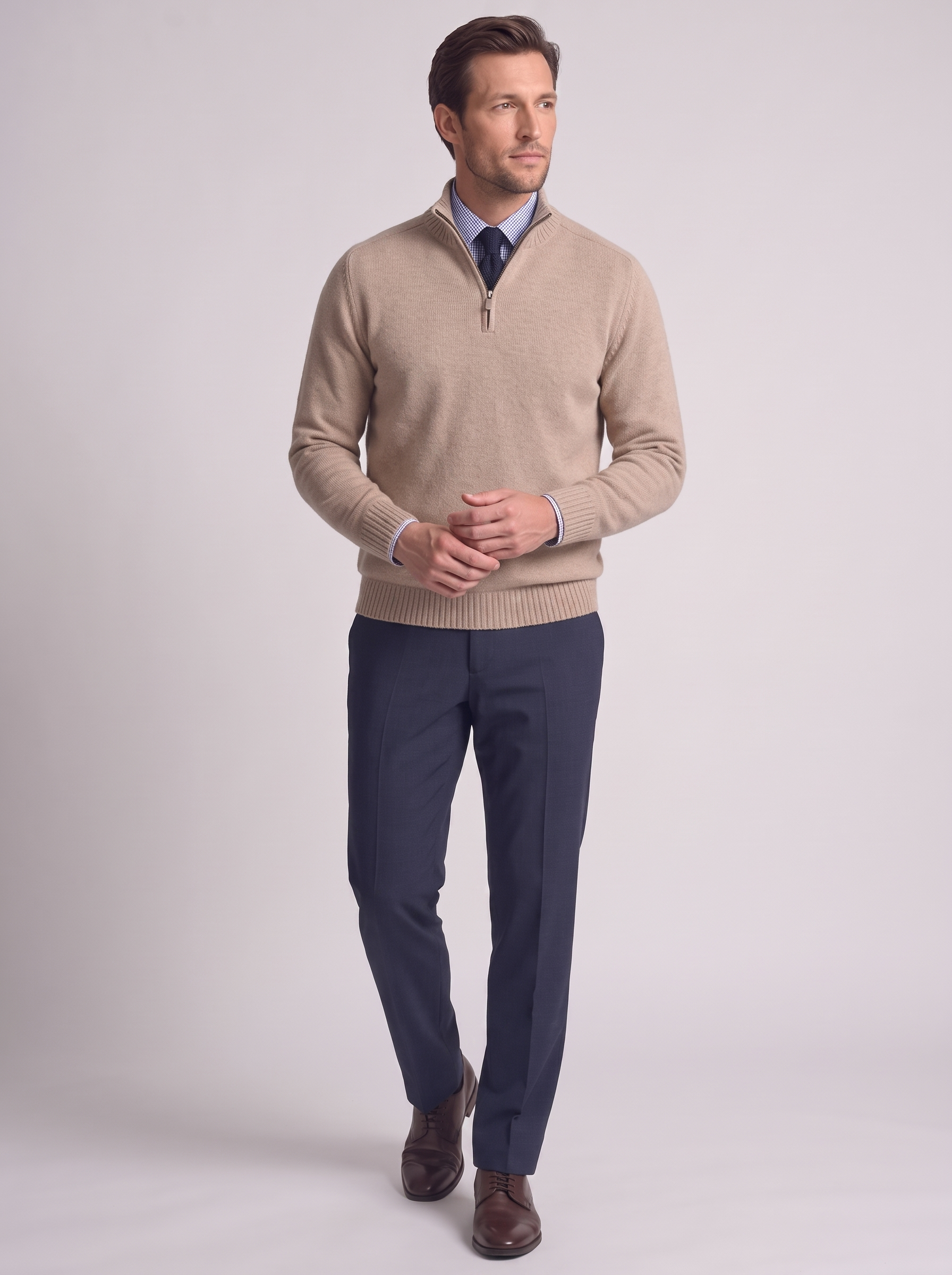 Men's Slim Fit Stand Collar Zipper Sweater