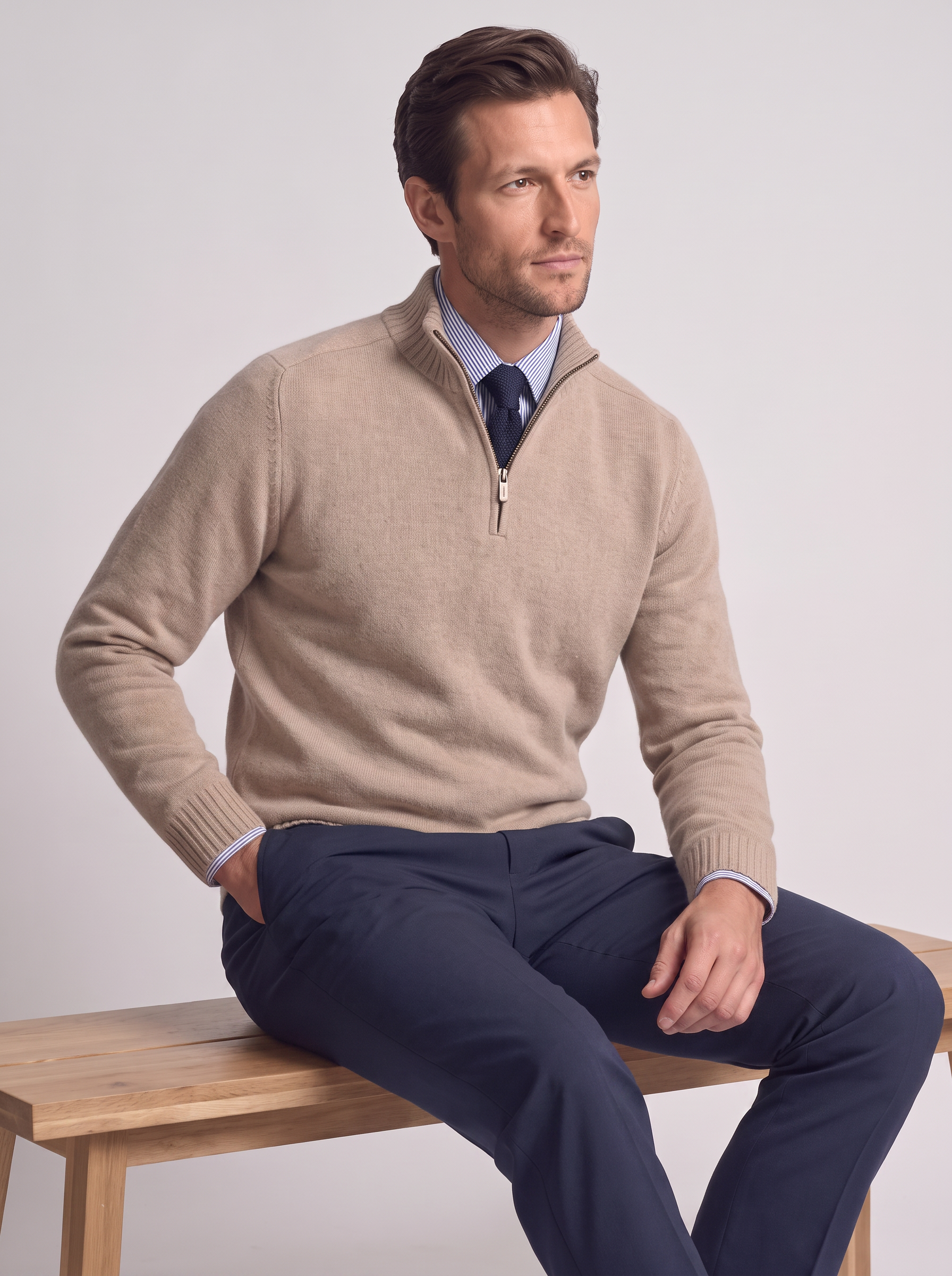 Men's Slim Fit Stand Collar Zipper Sweater
