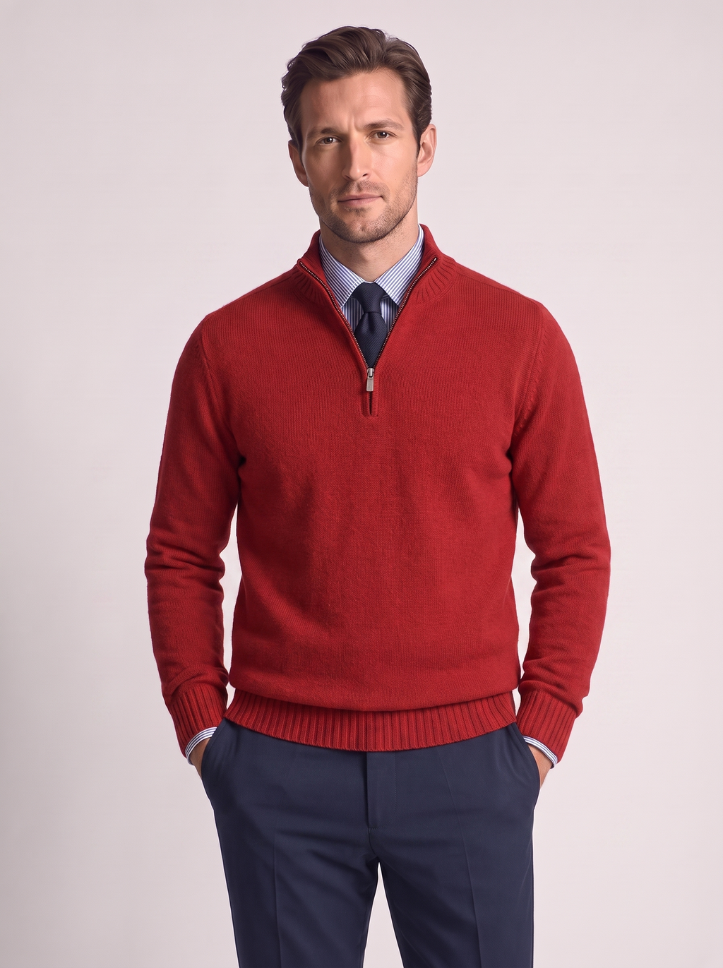 Men's Slim Fit Stand Collar Zipper Sweater