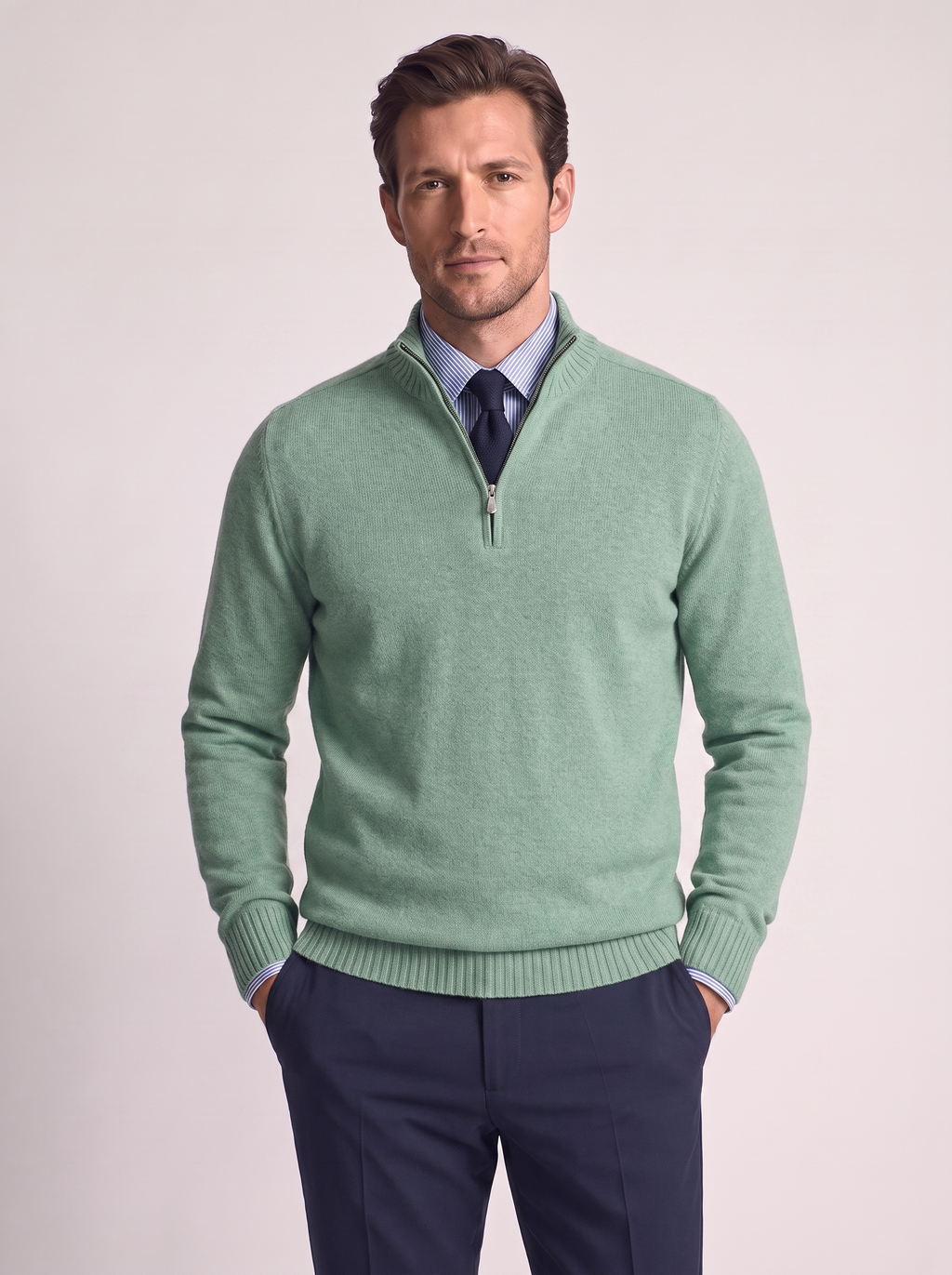 Men's Slim Fit Stand Collar Zipper Sweater