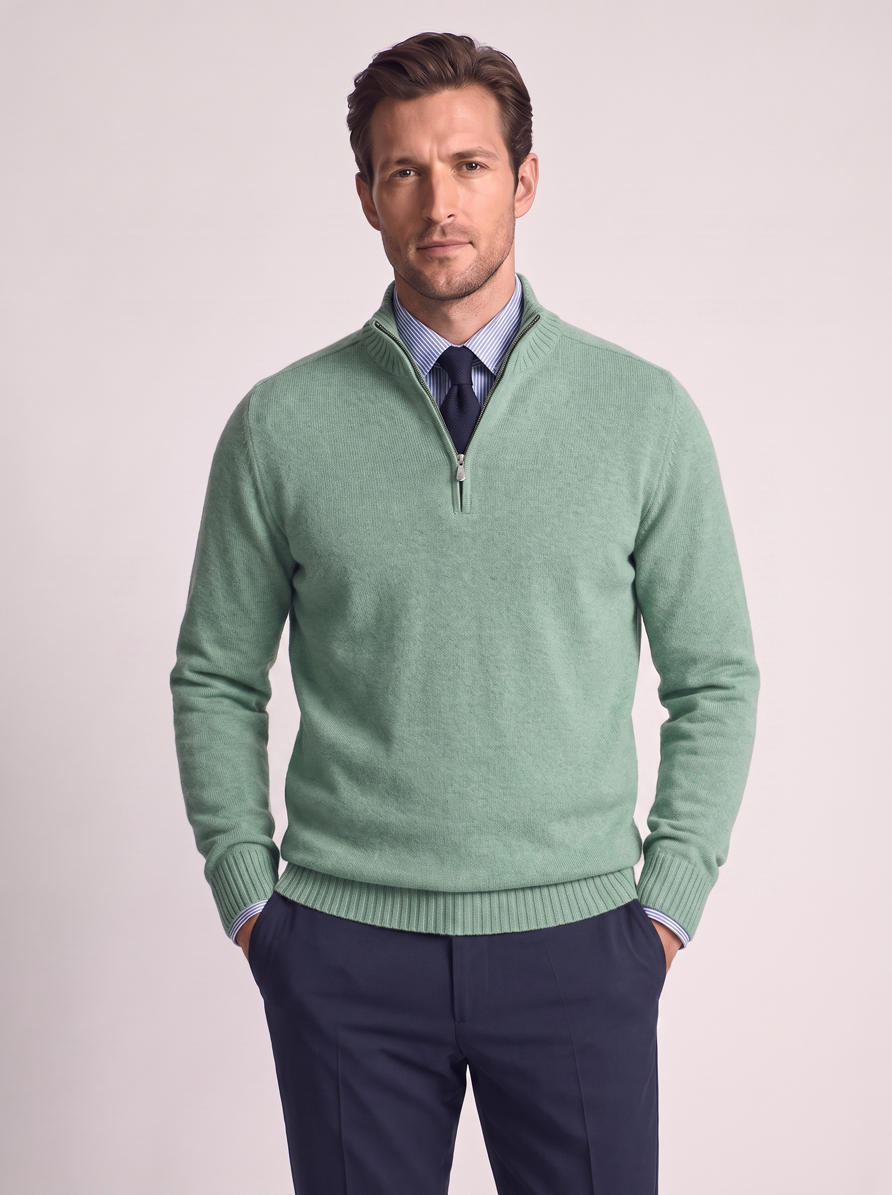 Men's Slim Fit Stand Collar Zipper Sweater