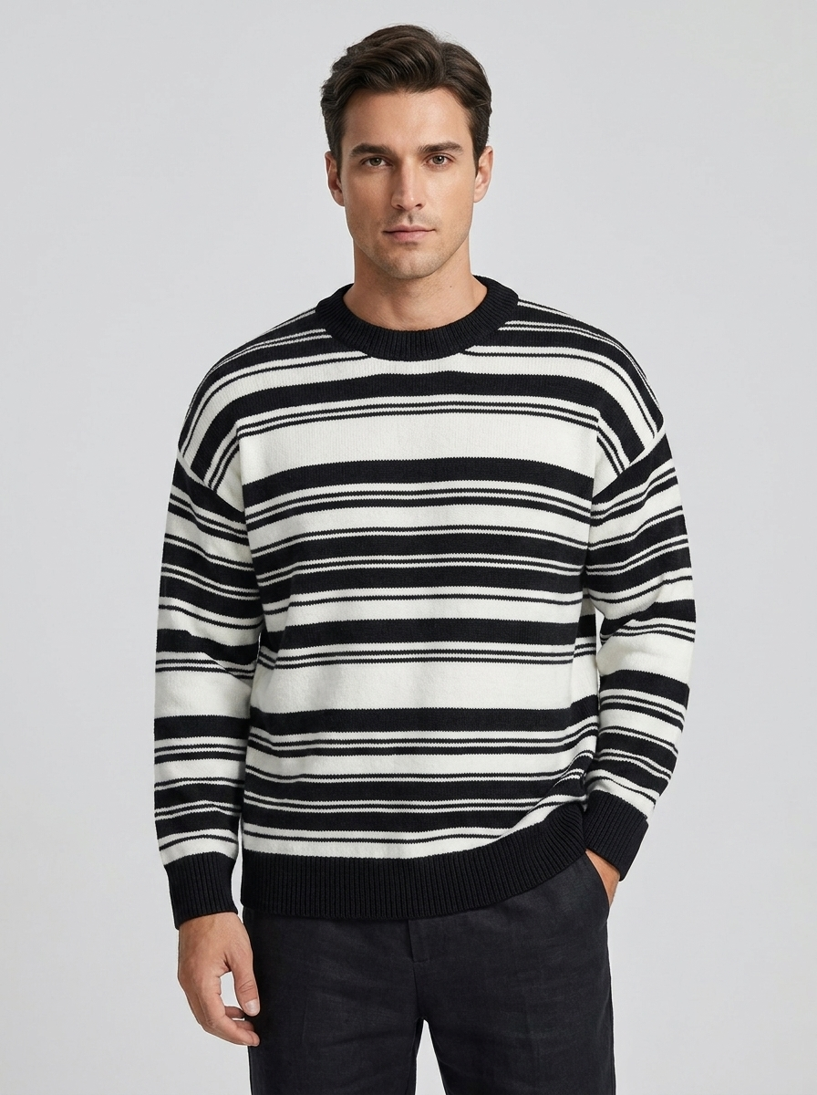 Men's Striped Pullover Sweater for Casual Wear