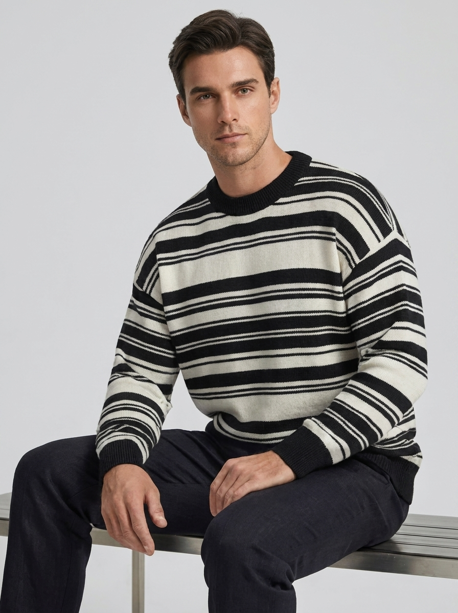 Men's Striped Pullover Sweater for Casual Wear