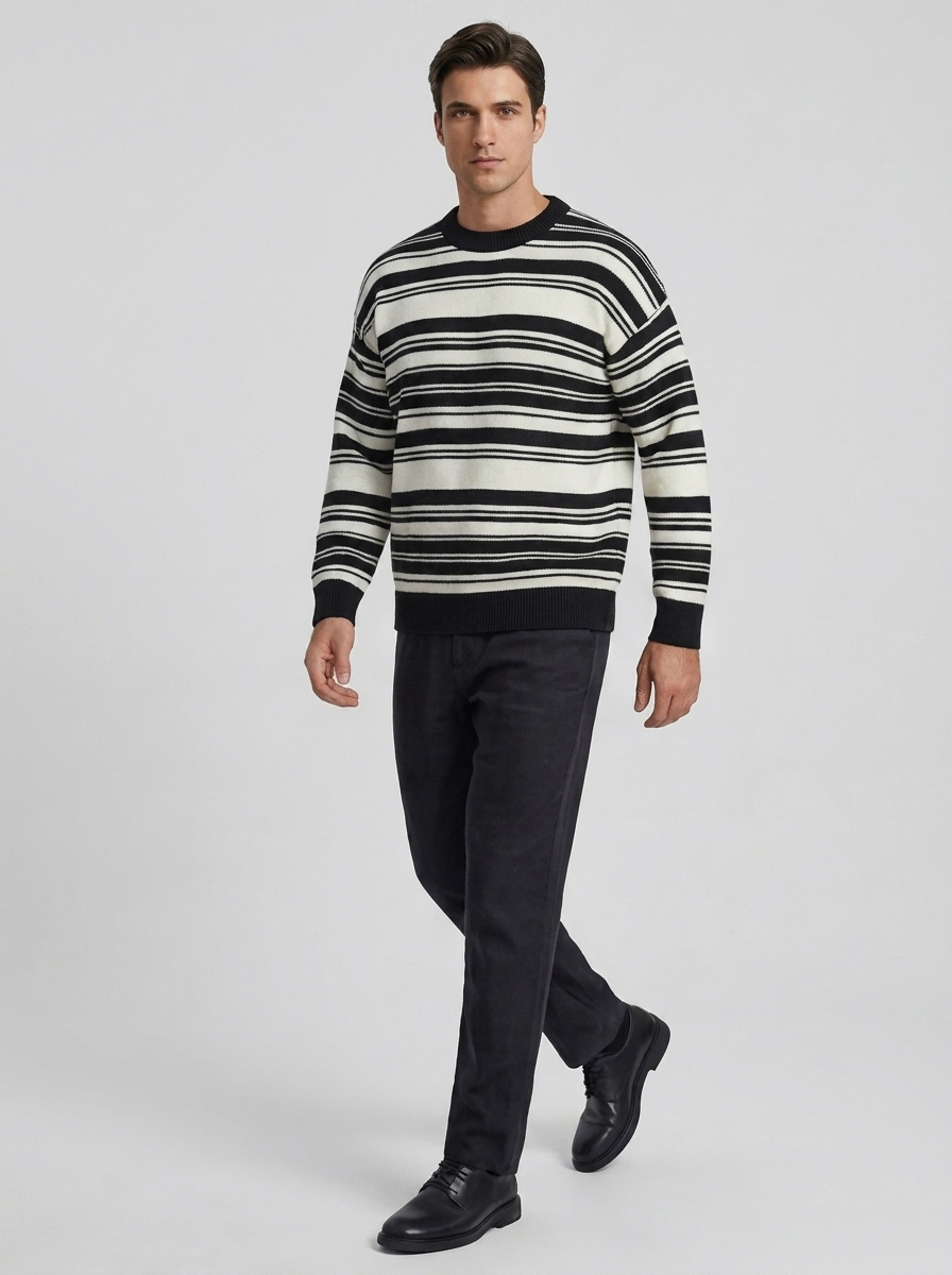 Men's Striped Pullover Sweater for Casual Wear