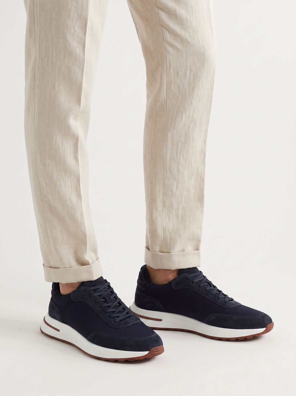 Men's Suede Casual Lightweight Trainers with Flat Platform Sole