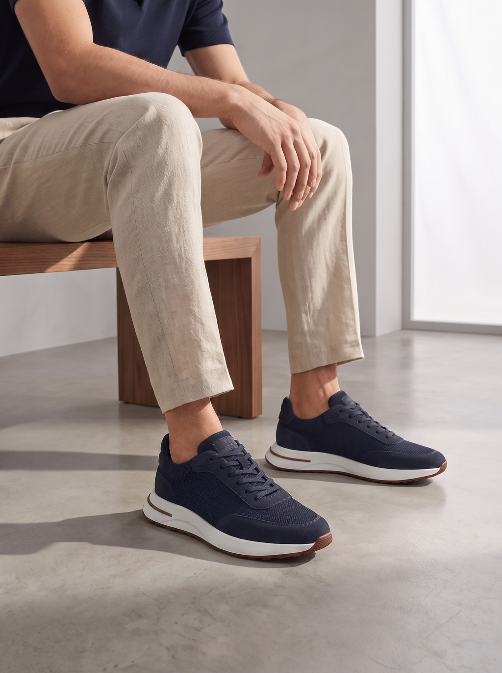 Men's Suede Casual Lightweight Trainers with Flat Platform Sole