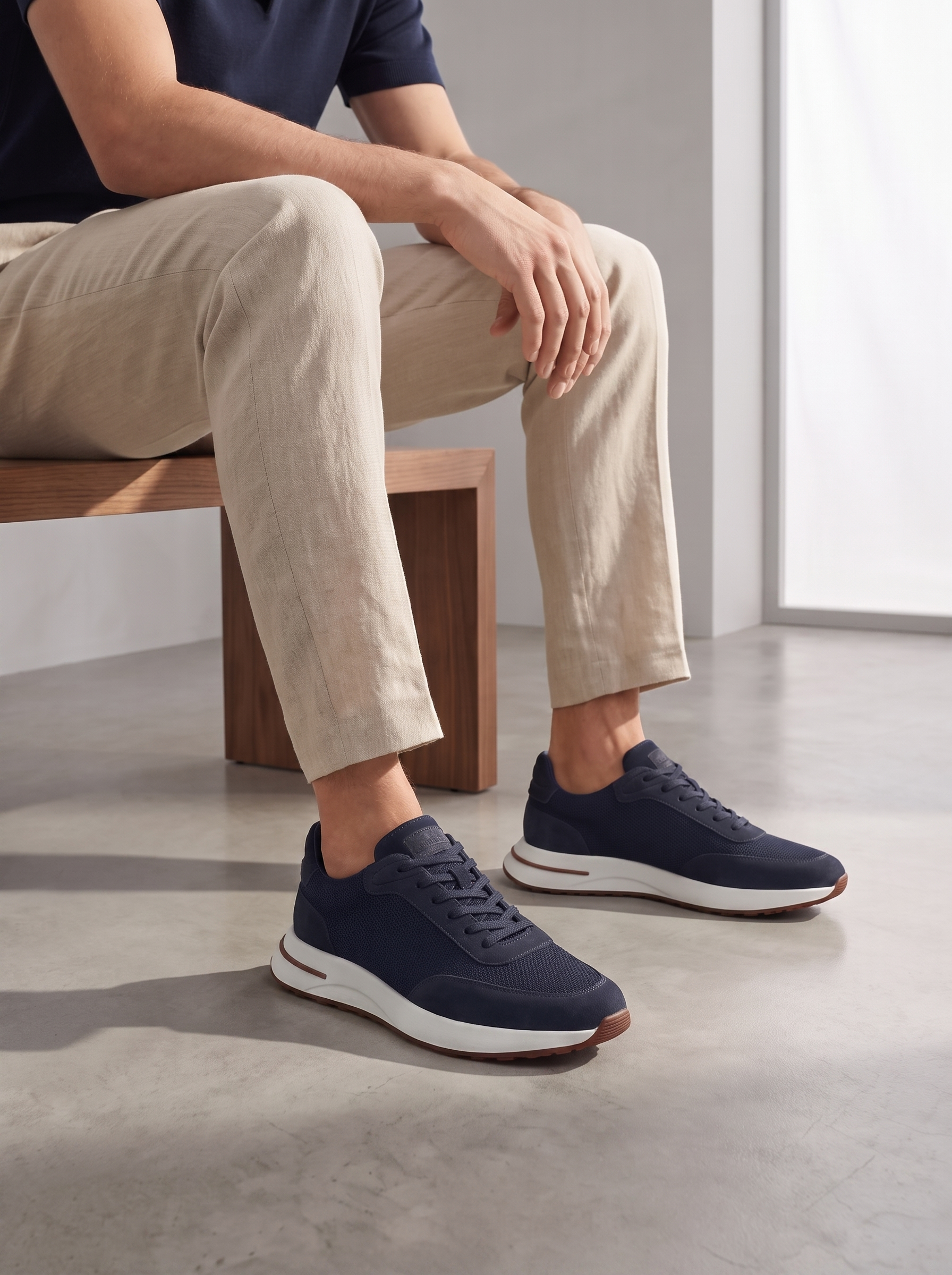 Men's Suede Casual Lightweight Trainers with Flat Platform Sole
