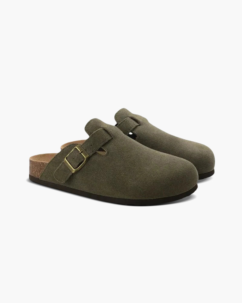Suede Clogs with Ergonomic Footbed for Comfort