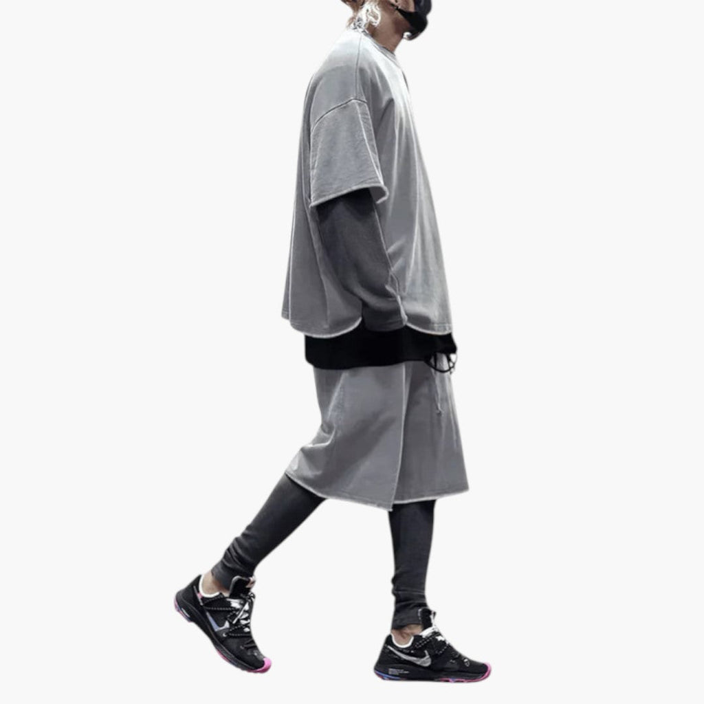 Men's Summer Set with Oversized Shirt and Knee-Length Shorts