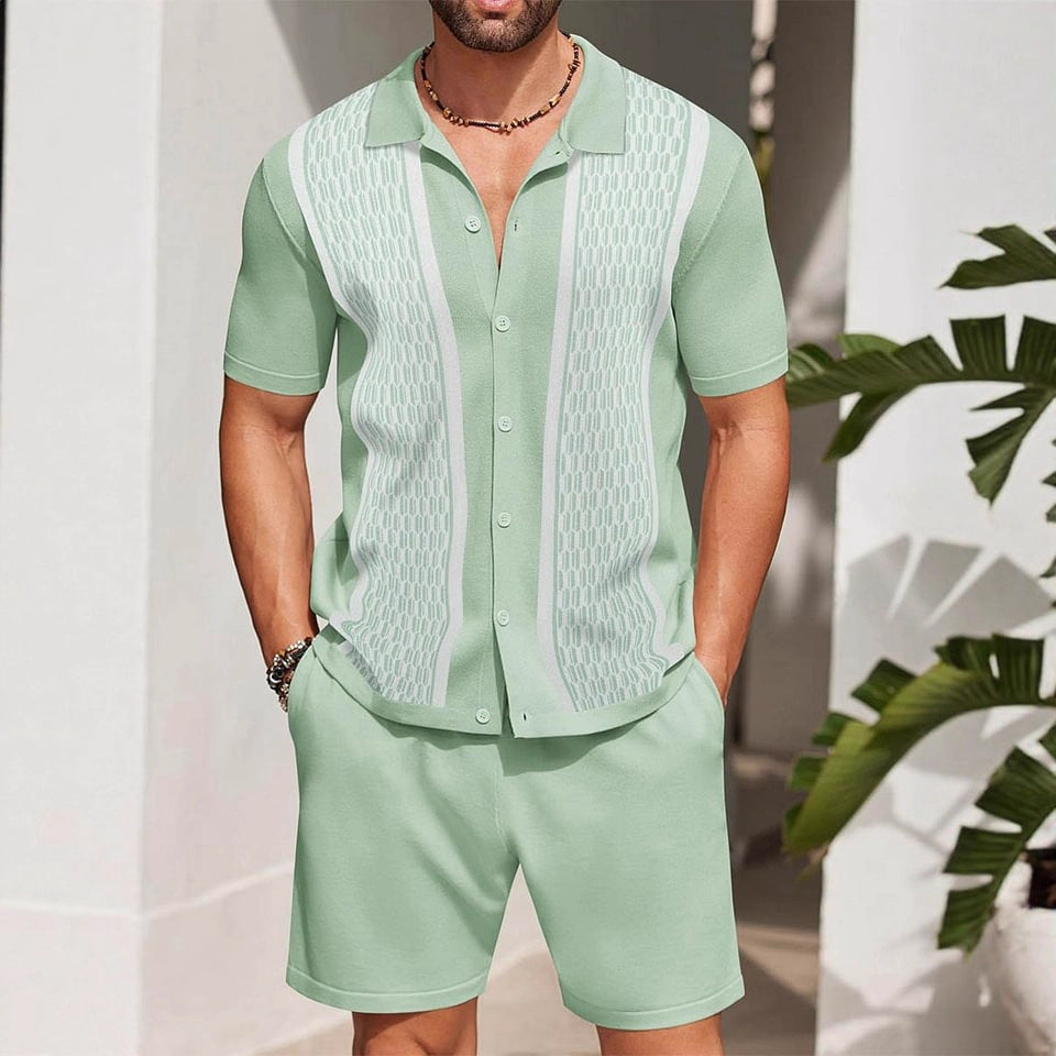 Men's Summer Short Sleeve Shirt and Shorts Set