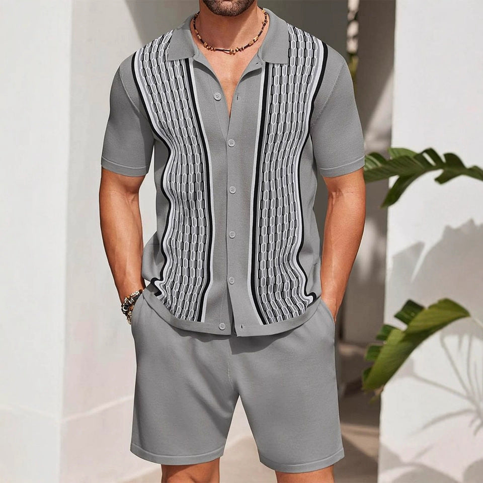 Men's Summer Short Sleeve Shirt and Shorts Set