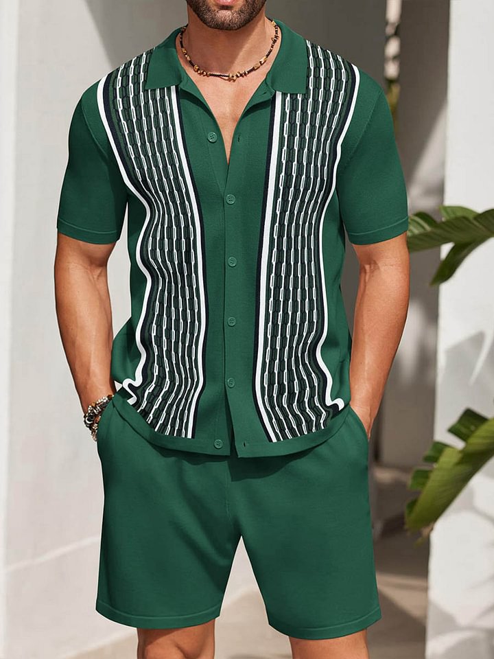 Men's Summer Short Sleeve Shirt and Shorts Set