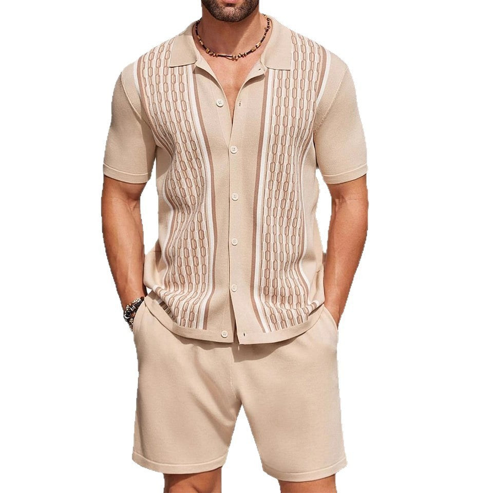 Men's Summer Short Sleeve Shirt and Shorts Set