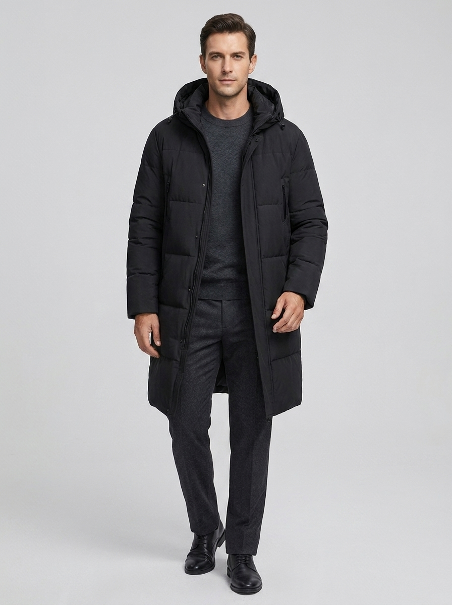 Men's Windproof Overknee Coat for Winter