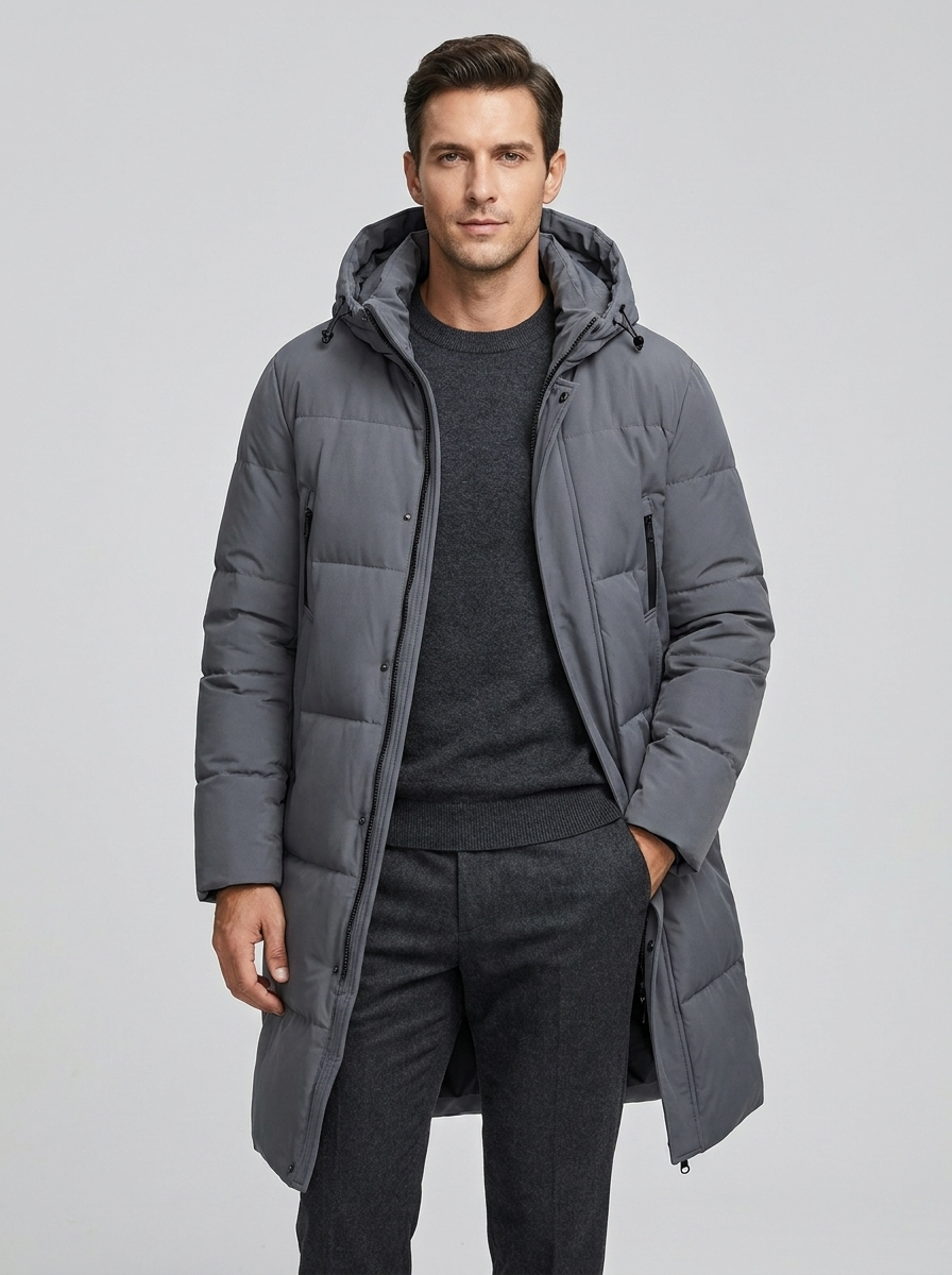Men's Windproof Overknee Coat for Winter