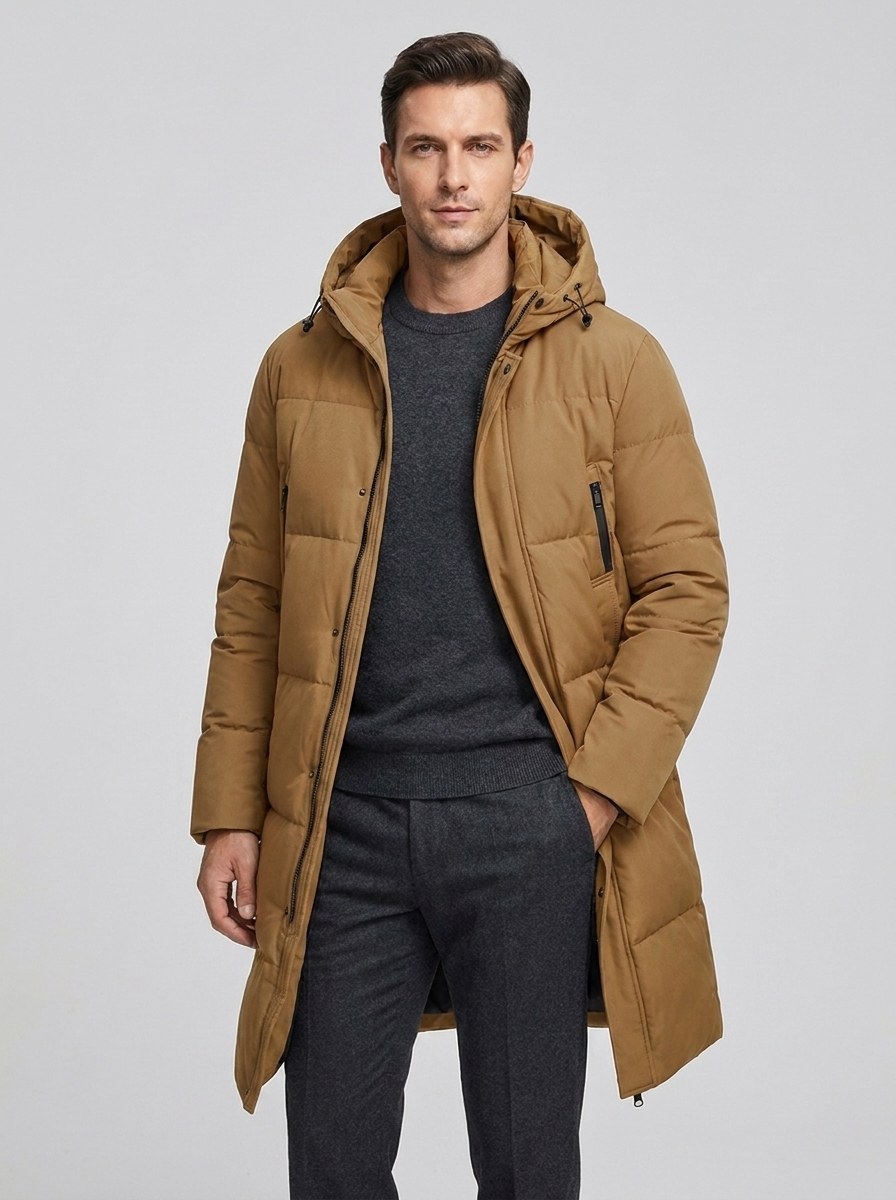 Men's Windproof Overknee Coat for Winter