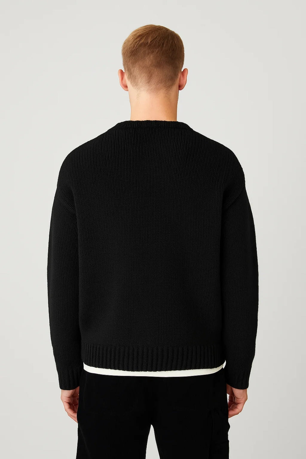 Men's Winter Sweater with Round Neck and Coarse Stitch