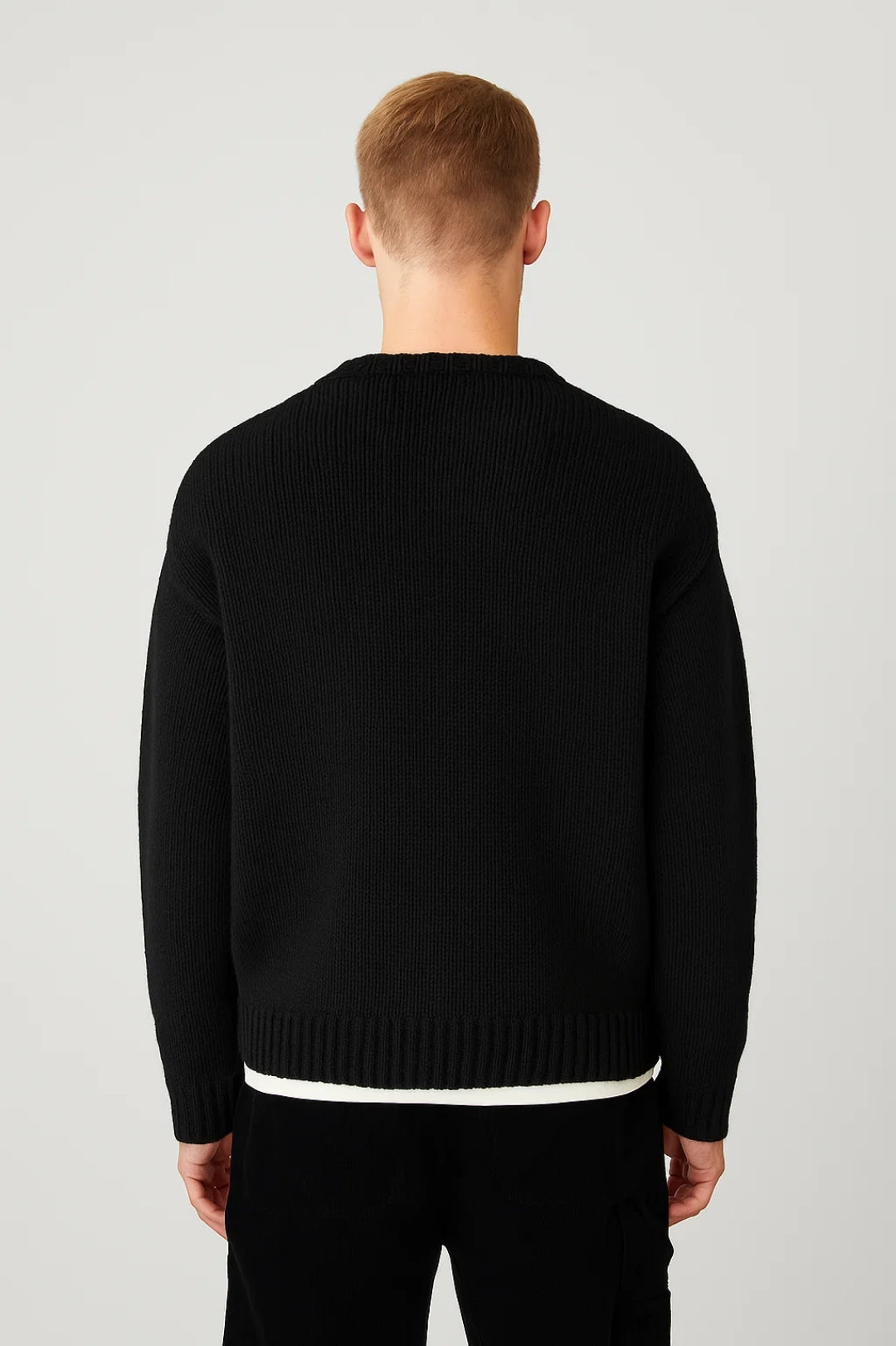 Men's Winter Sweater with Round Neck and Coarse Stitch