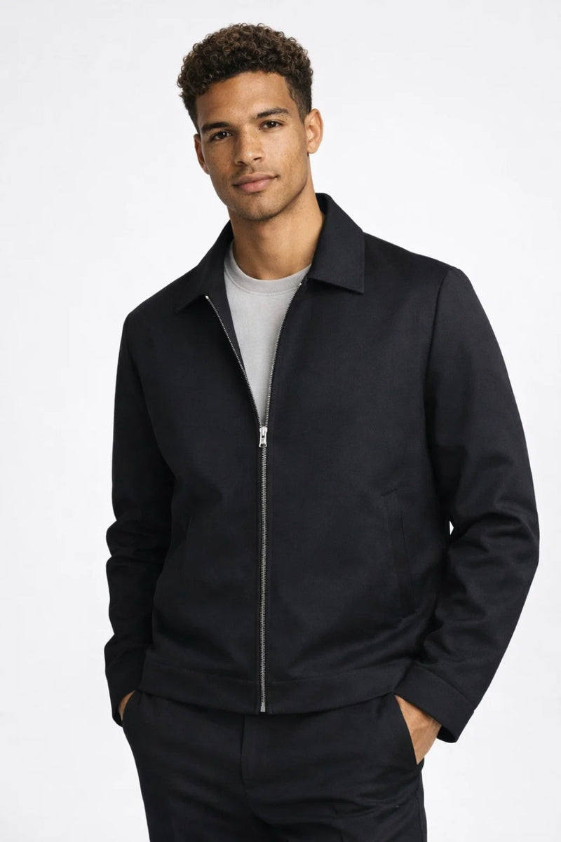 Men's Zipper Jacket with Classic Collar for Smart Casual Wear